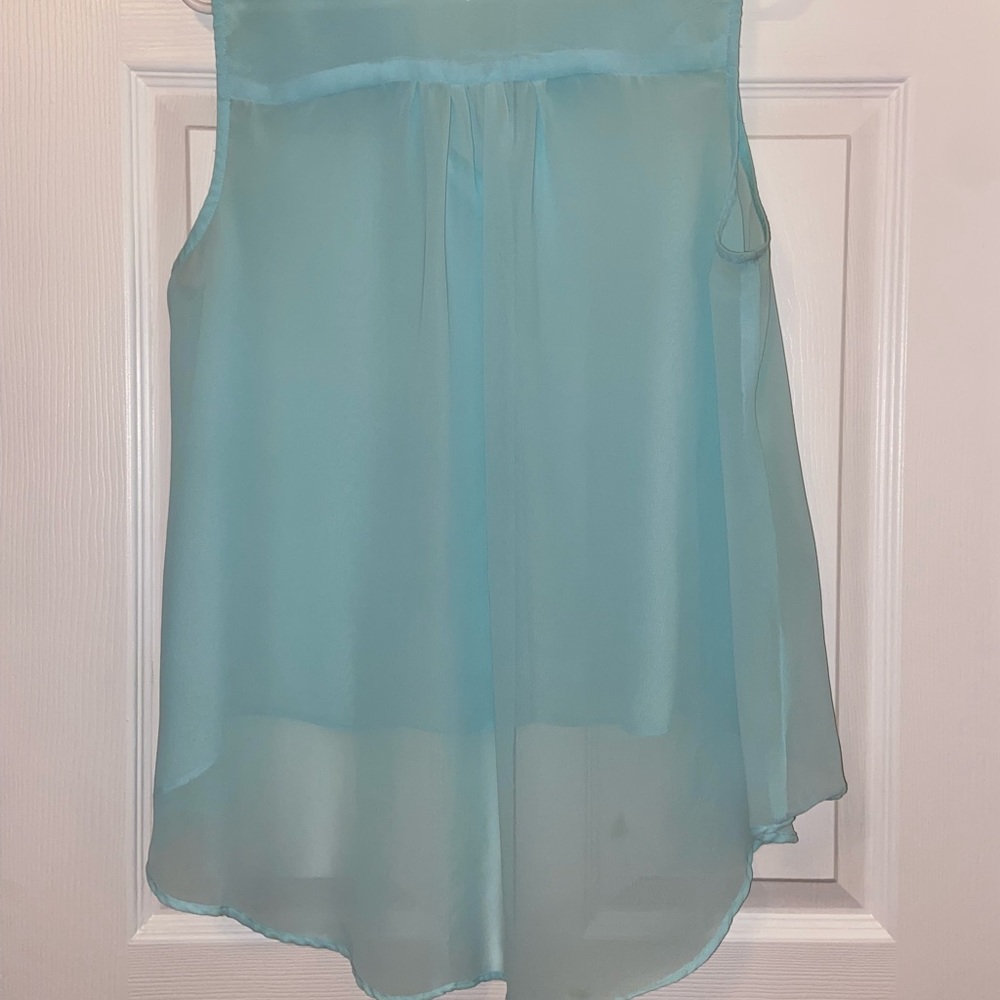 Sheer Light Blue High-Low Top - Picture 3 of 3